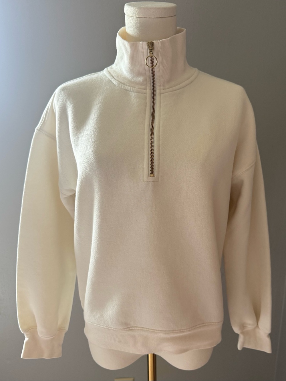 J. Crew Cream Half-Zip Funnel Neck Sweatshirt Sweater Pull On